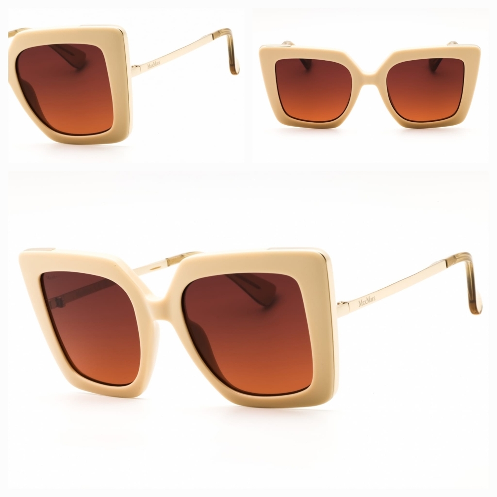 Max Mara MM0051 Woman's Sunglasses, Ivory / Gradient Brown - Picture 8 of 8